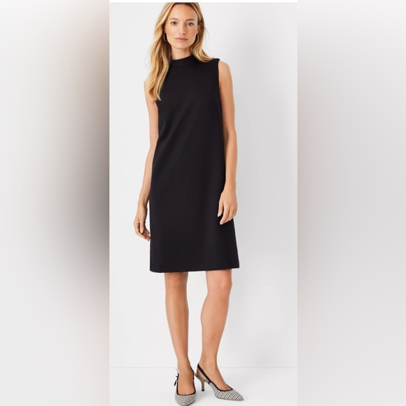 Ann Taylor Dresses & Skirts - Ann Taylor Dress The Mock Neck Shift Black Double Knit Sleeveless EUC 4